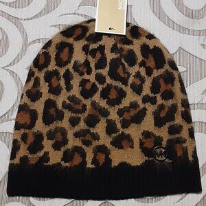 Michael Kors Women's Brushed Three Color Leopard Beanie